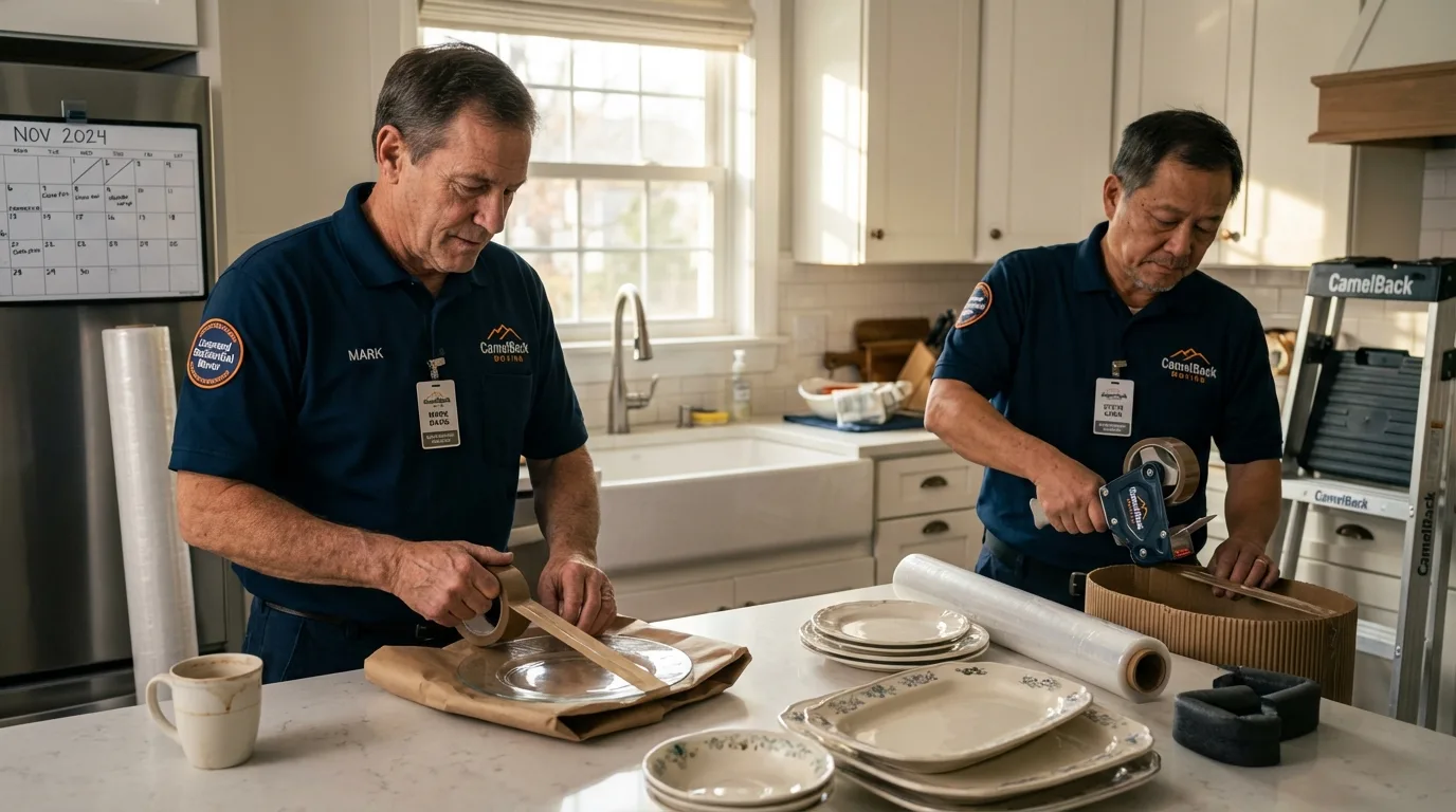 Professional crew packing kitchen dishware in Sheboygan, WI